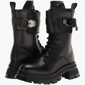 DKNY Sava Womens Magnetic Closer Lug Sole Combat & Lace-Up Boots